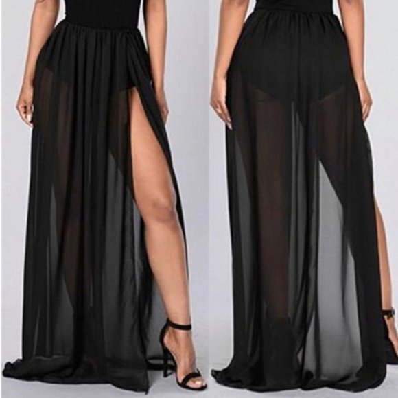 NEW high waist white sheer mesh skirt beach cover up skirt - Picture 3 of 4